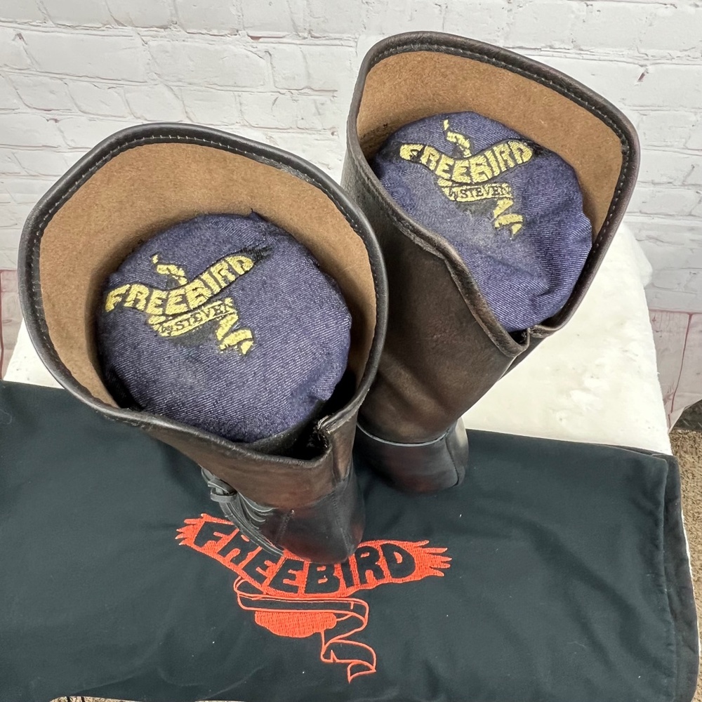🚫SOLD! |•FREEBIRD🦅BY STEVEN•| Castle Knee High Boots Leather Lace Up Booties - Picture 12 of 16